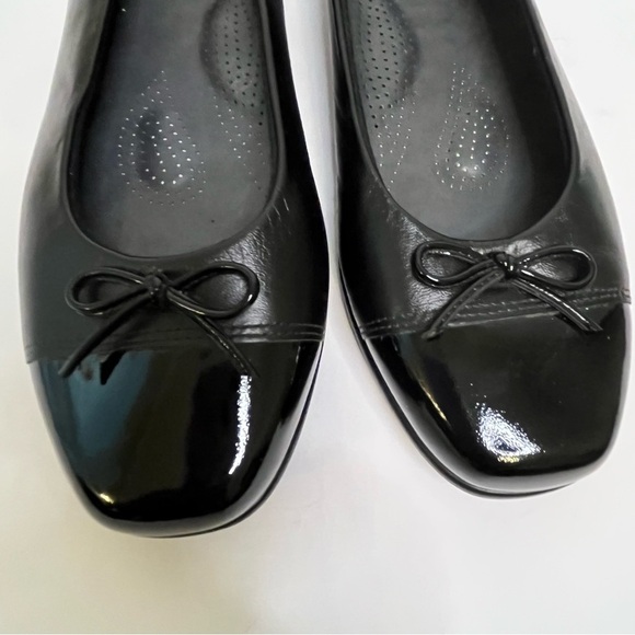 SAS Coco Tripad Comfort Women's Black Leather Patent Bow Slip On Flats Size 8 W - Picture 2 of 15